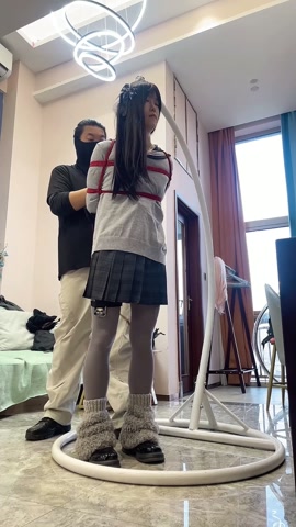 灰丝黑长直可爱学生装，强制罚站紧缚，同时被训练器和郊狼轮番轰炸 第2张