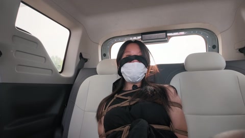户外体验日式后高手 绑好以后，丝袜堵嘴 ，小怡在车后排 体验人群中路过 第5张