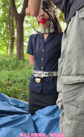 星尘职业套裙，金属脖腰手固定，马具口球，脚镣，游乐场小树林行走 第6张