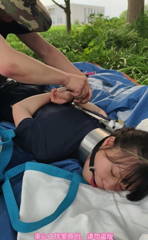 星尘职业套裙，金属脖腰手固定，马具口球，脚镣，游乐场小树林行走 第12张